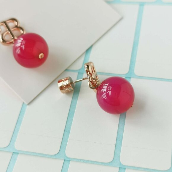 Alicia Bonnie Devotion Pink Agate rose gold Earrings NWT & dust bag - Picture 2 of 3